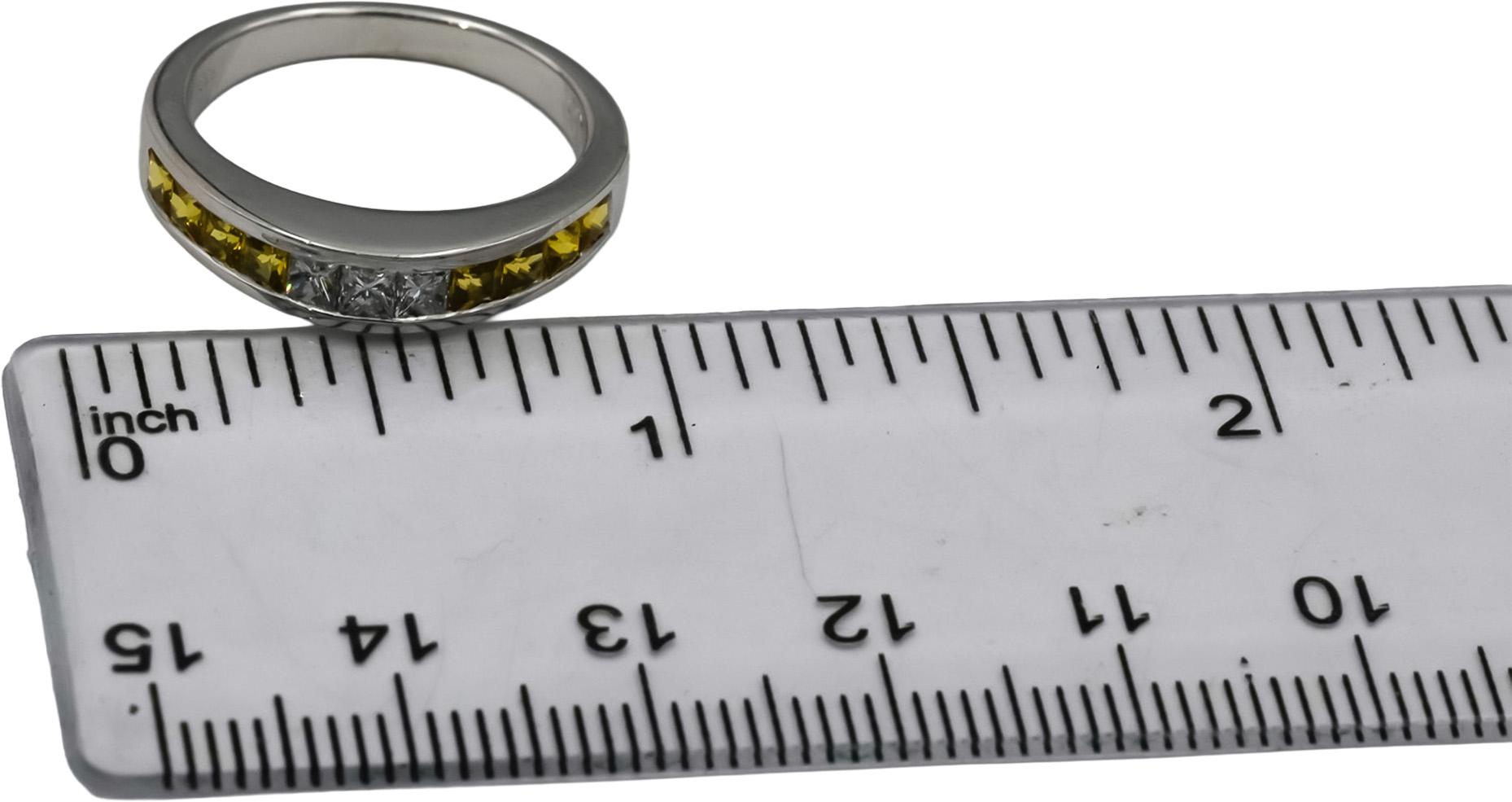 18k White Gold VS Diamond and Yellow Sapphire Band Ring 1.0CT Size 7