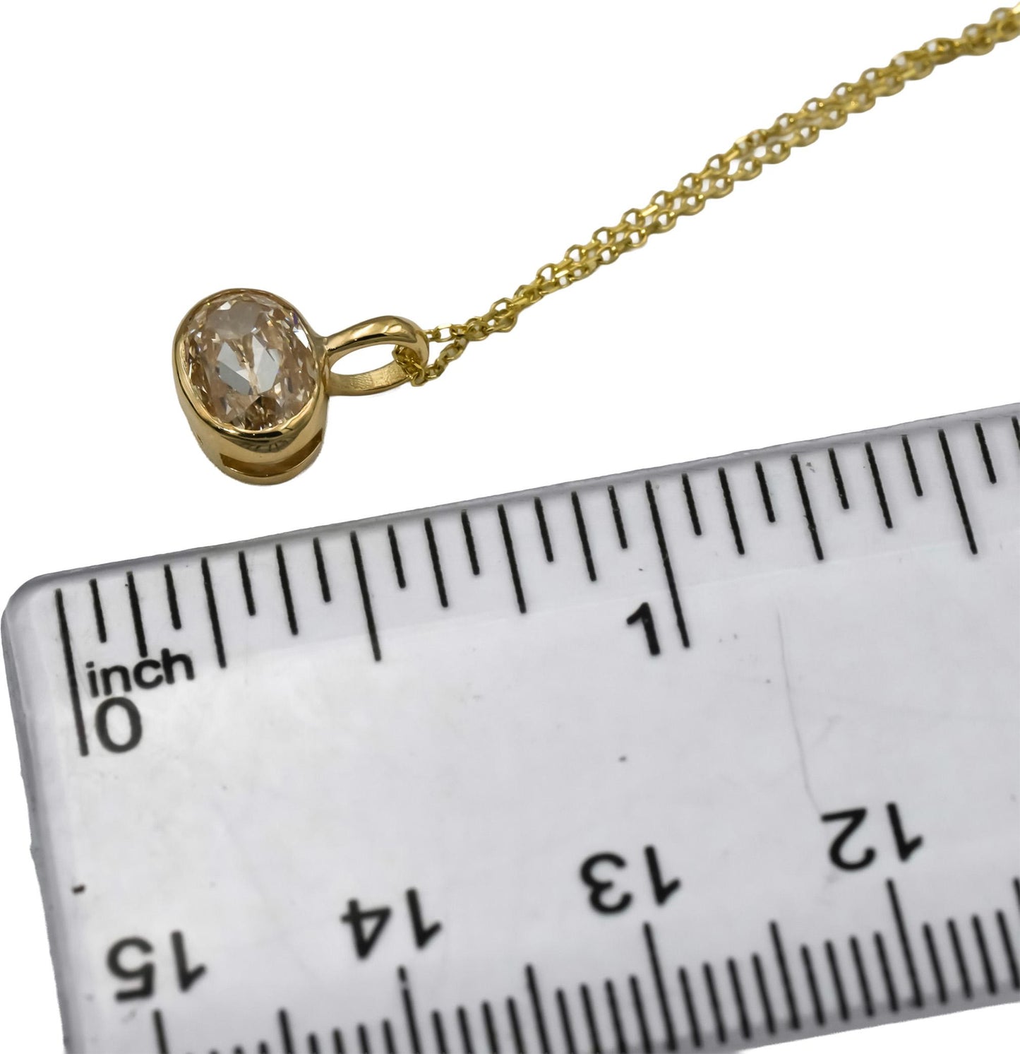 GIA 14k Yellow Gold SI1/O-P Oval Cut Diamond Solitaire Pendant Necklace 1.51CT