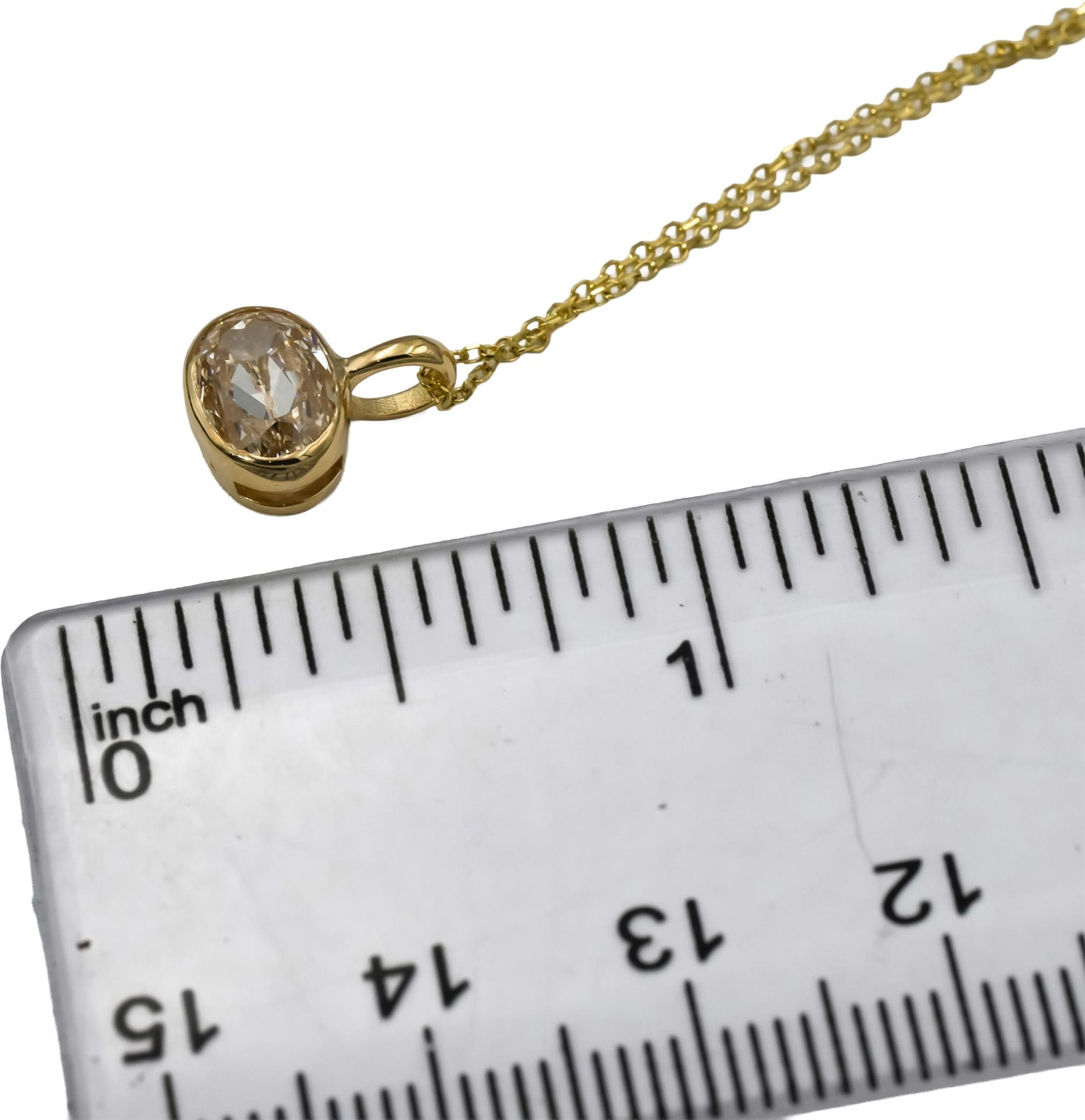GIA 14k Yellow Gold SI1/O-P Oval Cut Diamond Solitaire Pendant Necklace 1.51CT