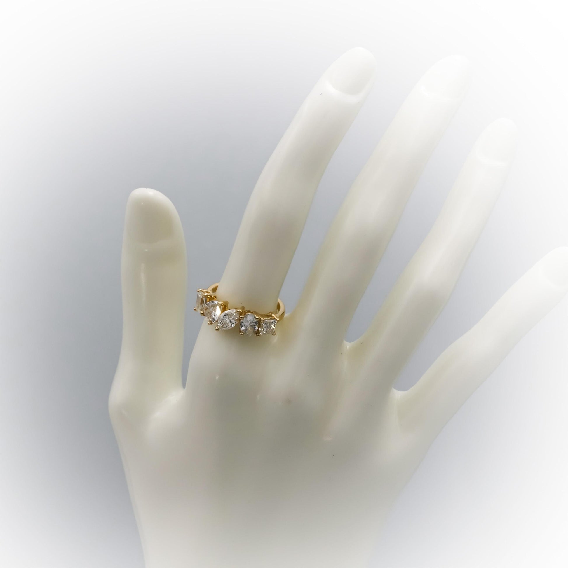 14k Yellow Gold Oval Emerald Pear Marquise Princess Diamond Ring 2.08CT Size 7