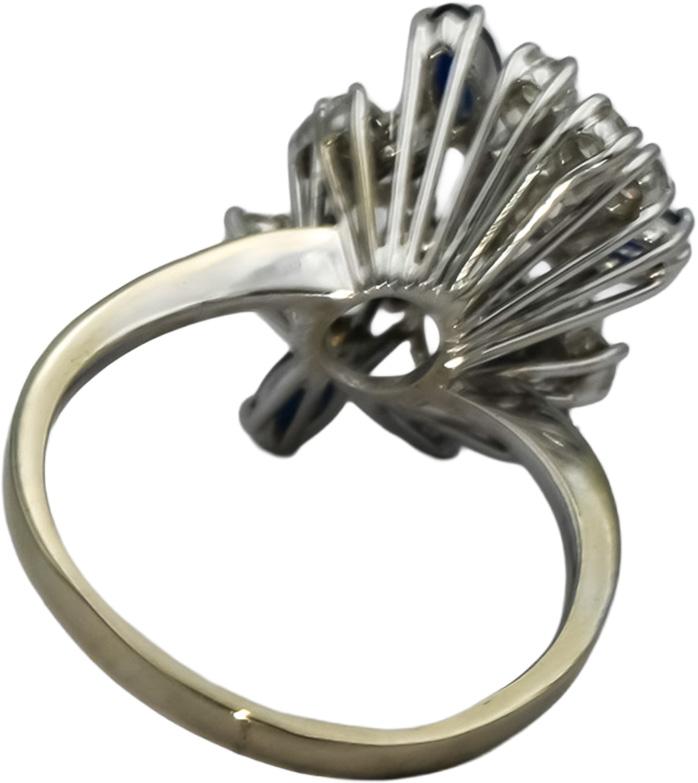 18k White Gold VS Round Diamond and Marquise Sapphire Ring 0.75CT Size 7.5