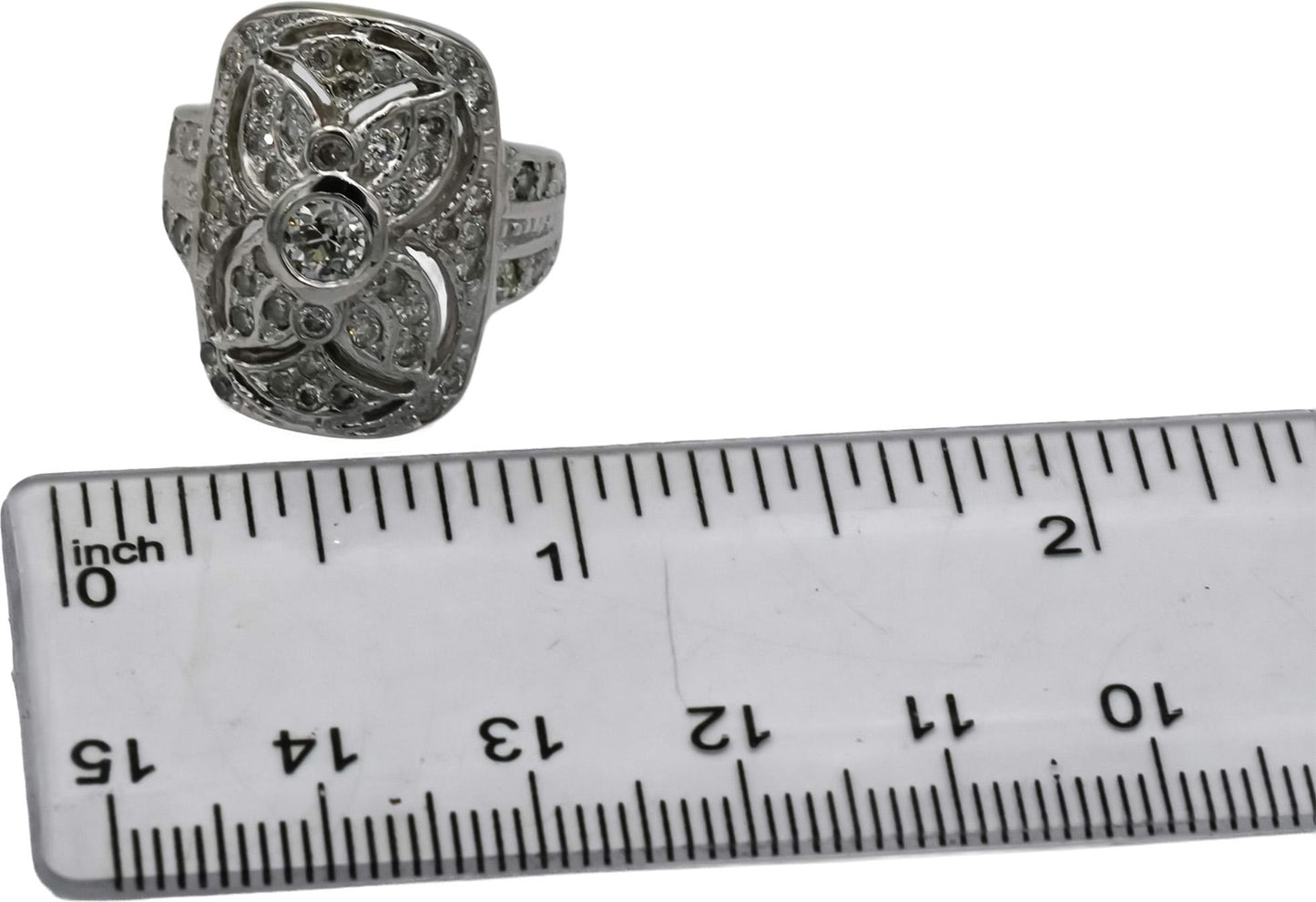 Vintage 14k White Gold Old Euro and Single Cut Diamond Ring 1.0CT Size 7
