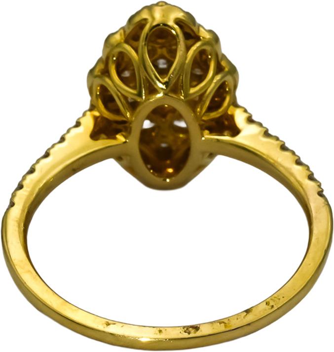 14k Yellow Gold Round Diamond Cluster Cocktail Ring 0.75CT Size 6.75