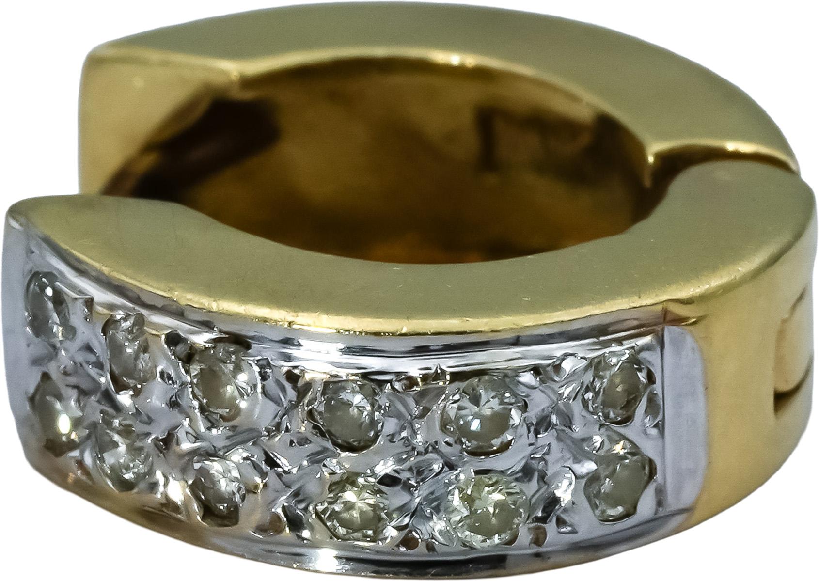 14k Yellow Gold Round Diamond Huggie Hoop Earrings 0.25CT