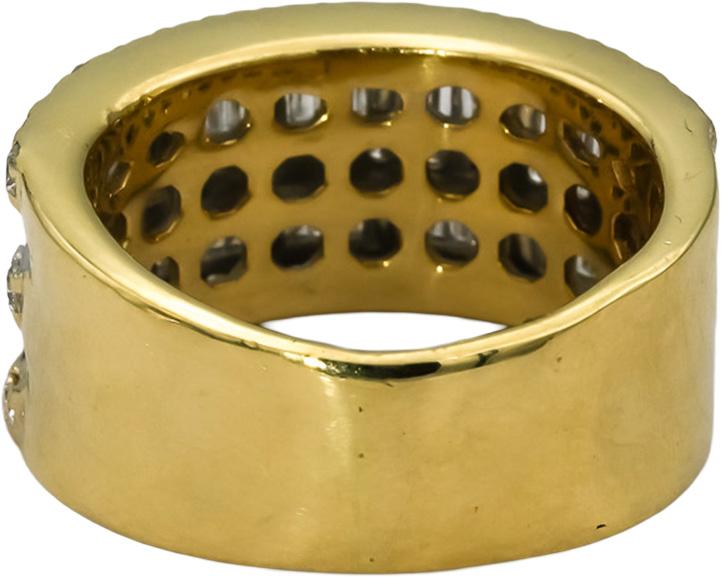 14k Yellow Gold Round and Baguette Diamond 10.7mm Wide Band Ring 3.0CT Size 7.75