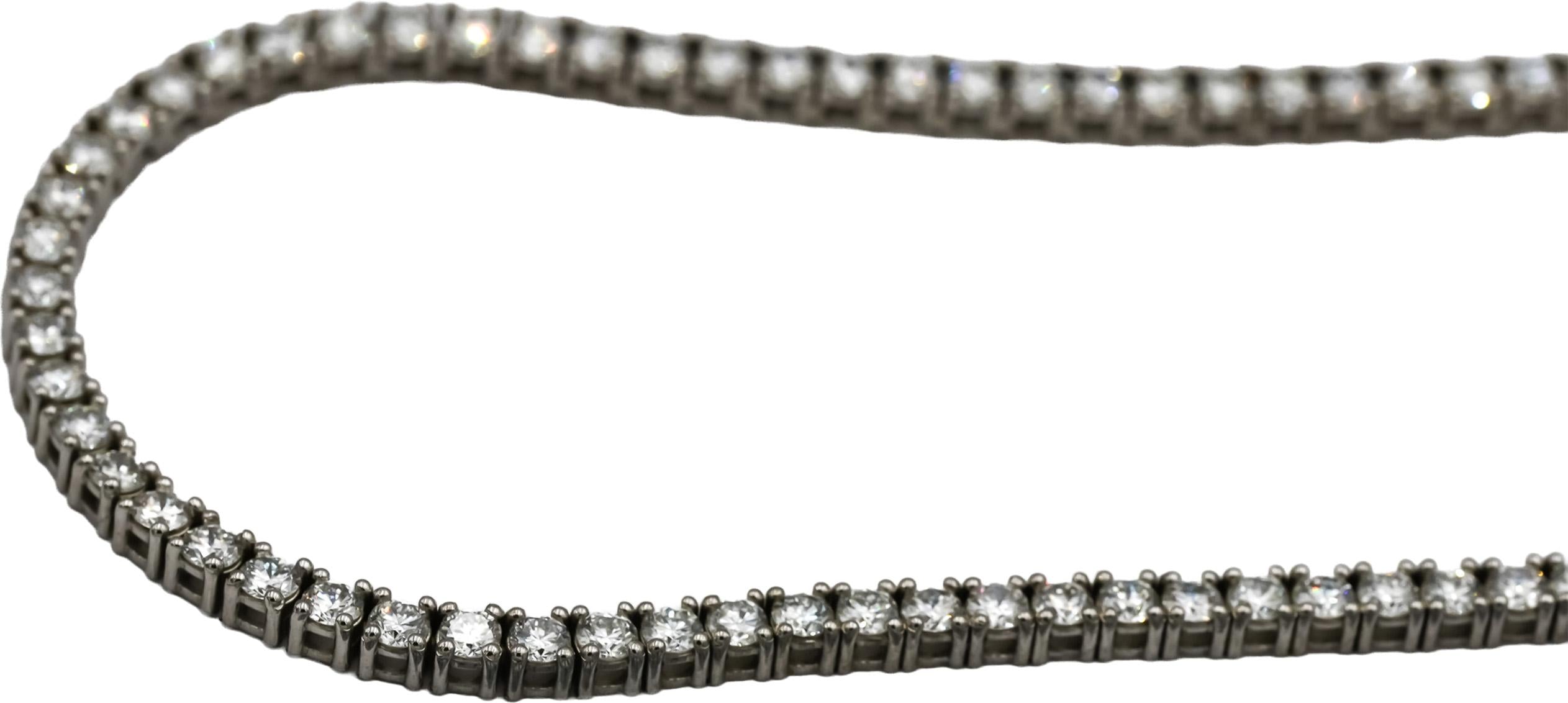 14k White Gold VS Round Lab-Grown Diamond Tennis Necklace 9.97CT
