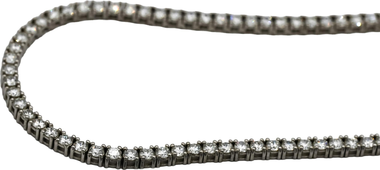 14k White Gold VS Round Lab-Grown Diamond Tennis Necklace 9.97CT