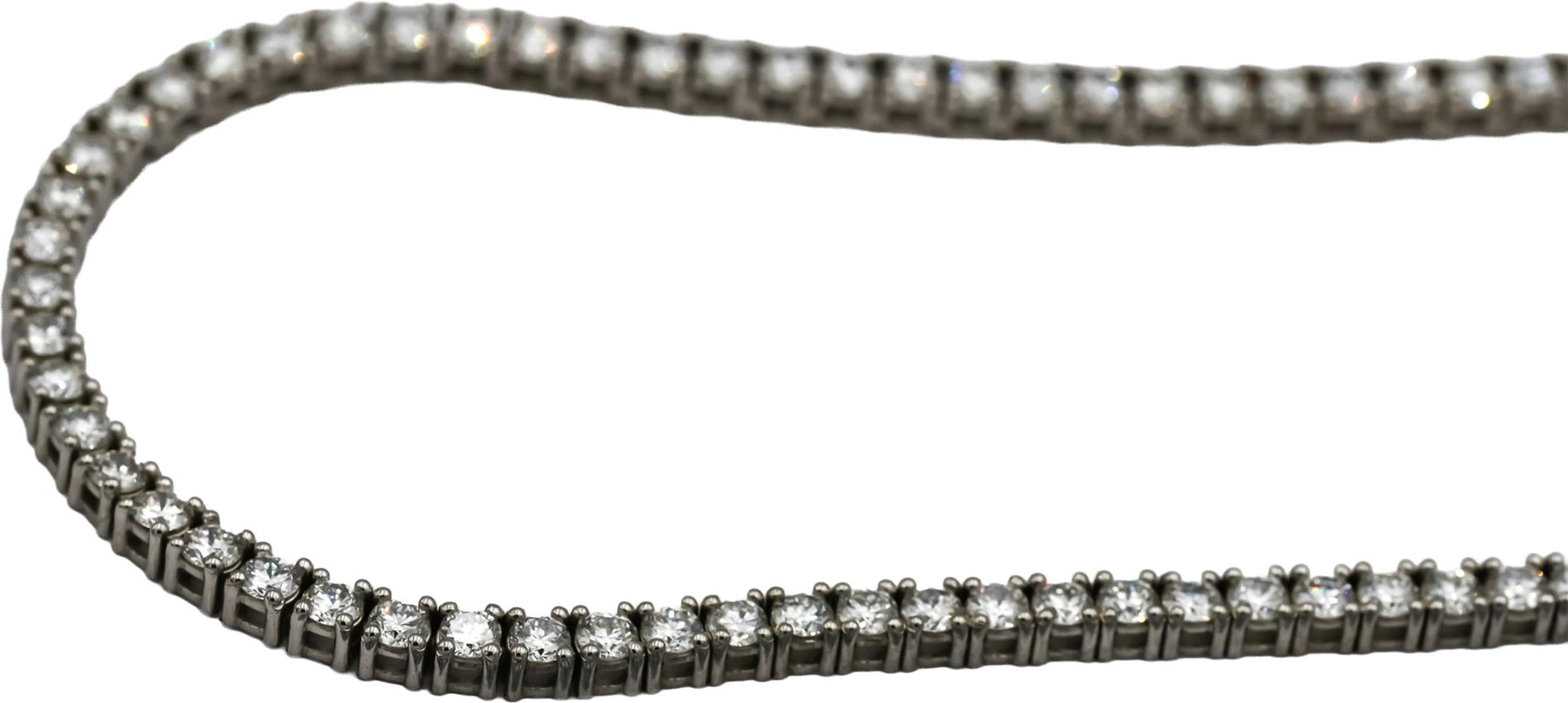 14k White Gold VS Round Lab-Grown Diamond Tennis Necklace 9.97CT