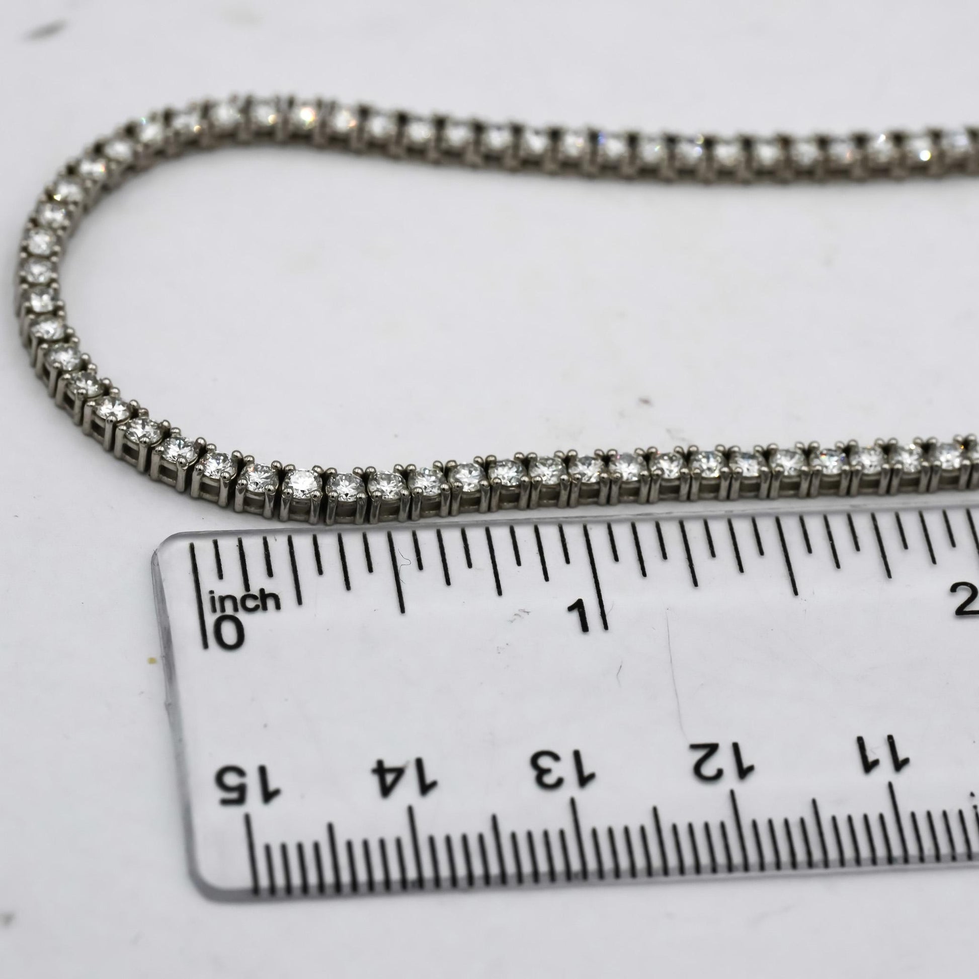 14k White Gold VS Round Lab-Grown Diamond Tennis Necklace 9.97CT