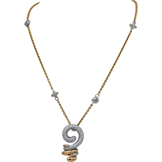 NOUVELLE BAGUE 18k White and Yellow Gold VS Diamond Pendant Necklace 1.50CT