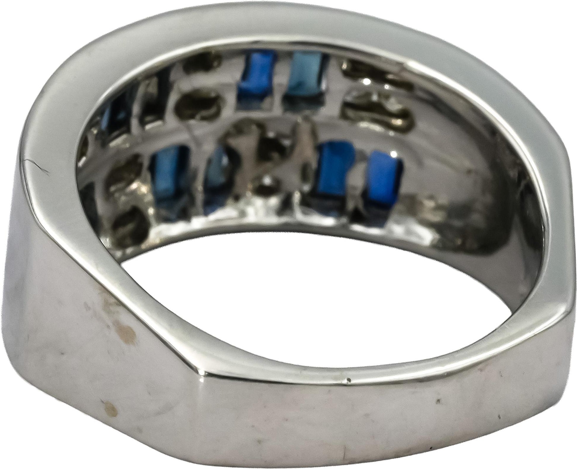 14k White Gold Diamond and Sapphire Band Ring 1.0CT Size 8
