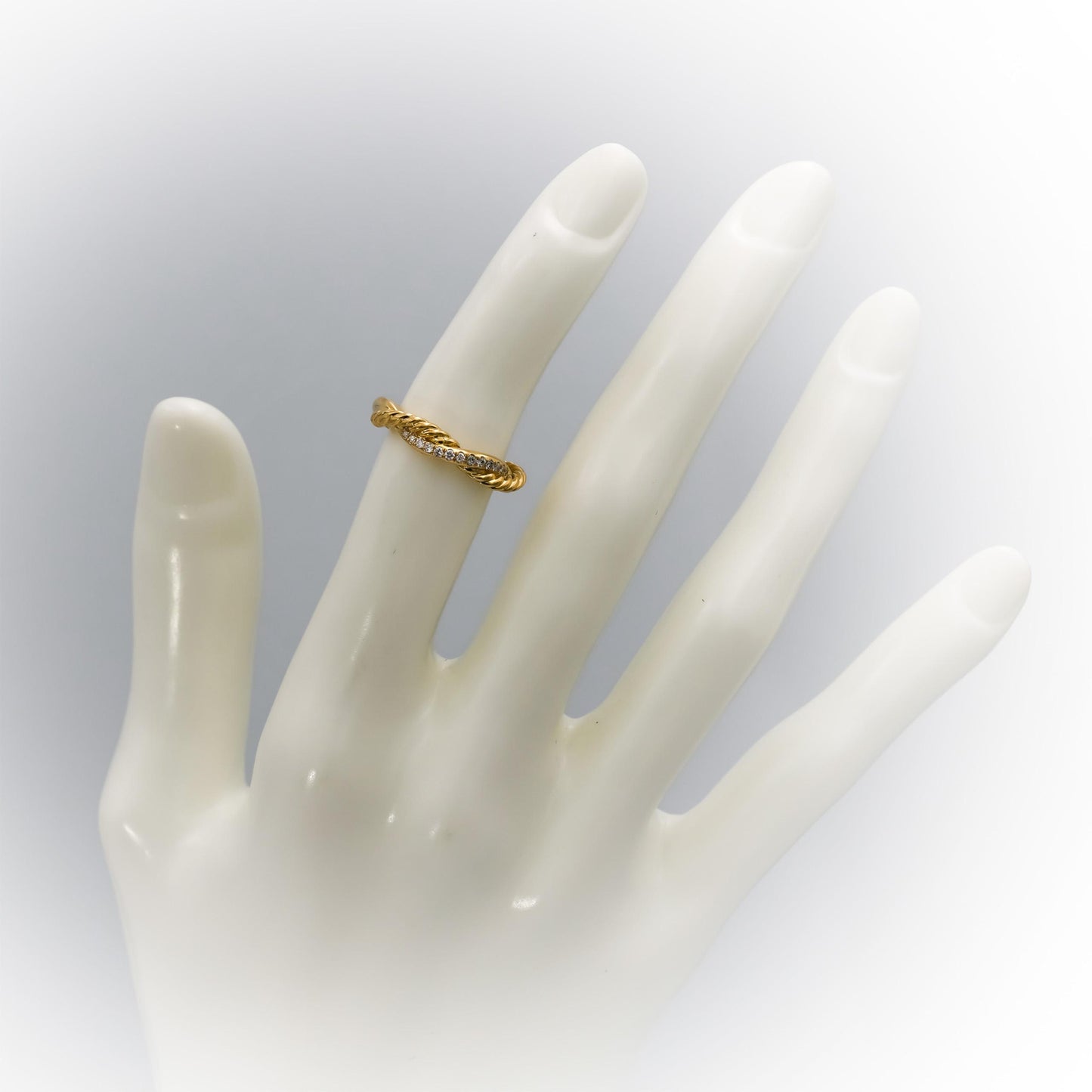 DAVID YURMAN 18k Yellow Gold VS Diamond Cable Classic Band Ring 0.15CT Size 4.5