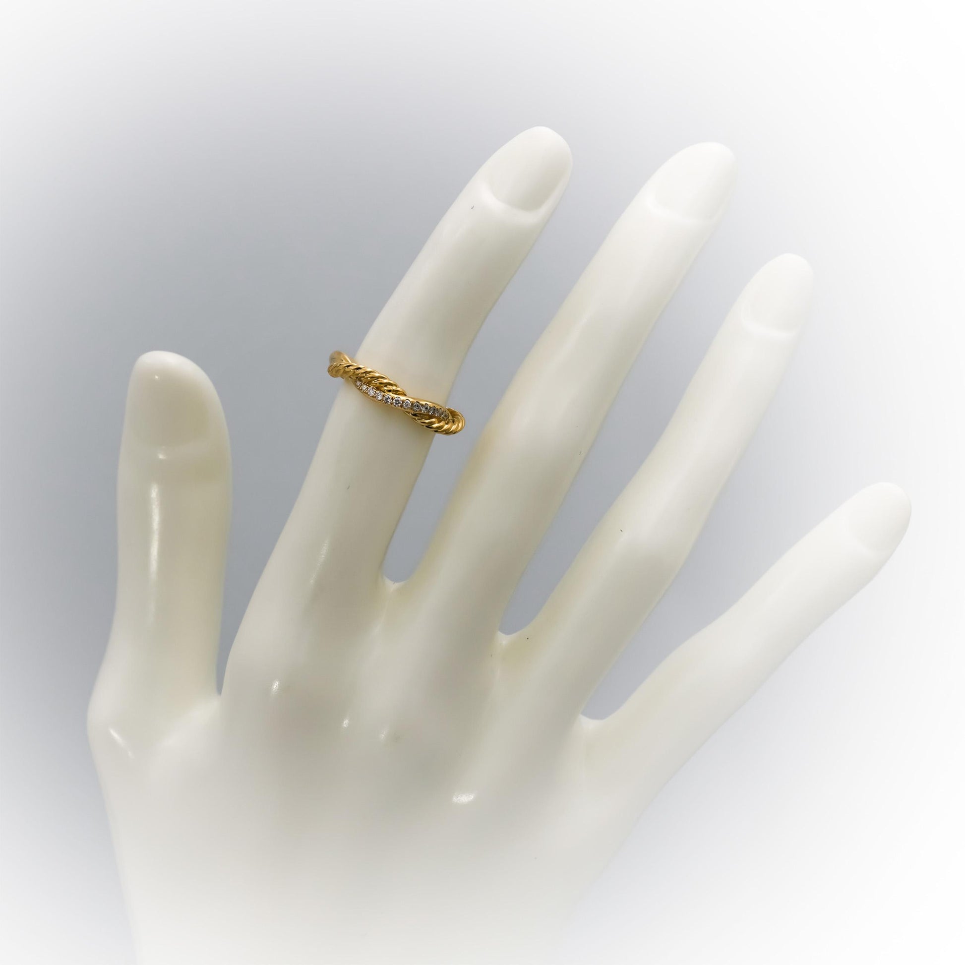 DAVID YURMAN 18k Yellow Gold VS Diamond Cable Classic Band Ring 0.15CT Size 4.5