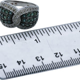 LE VIAN 14k White Gold Diamond and Green Topaz Cluster Ring 1.0CT Size 6