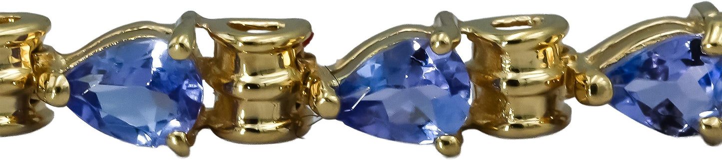 14k Yellow Gold Pear Cut Tanzanite Line Bracelet 4.0CT