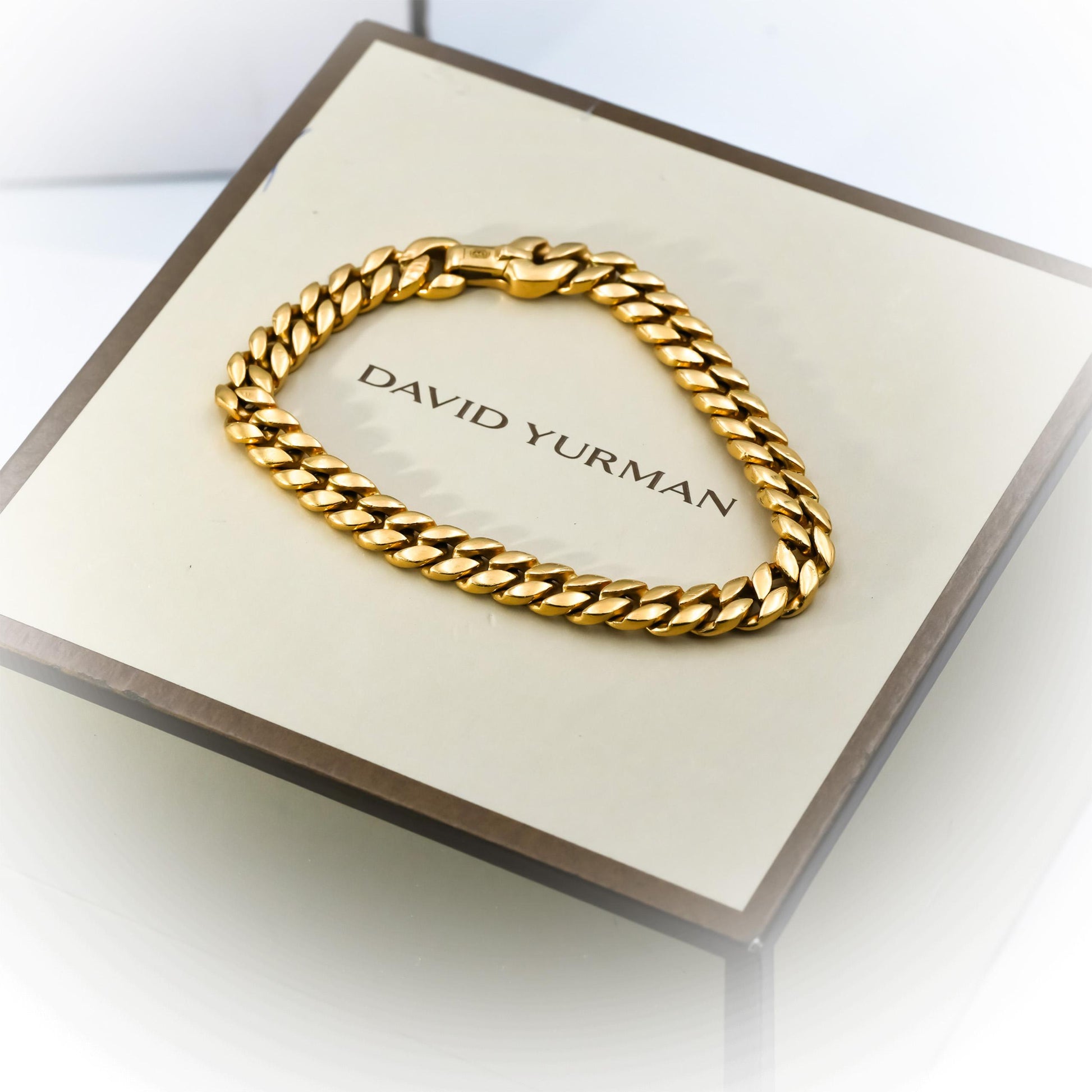 DAVID YURMAN 18k Yellow Gold 8mm Wide Cuban Link Bracelet w/ Box 17,500 Retail