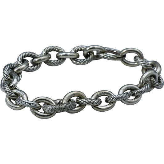 DAVID YURMAN Sterling Silver Diamond Cable Collection Bracelet .25-.35CT