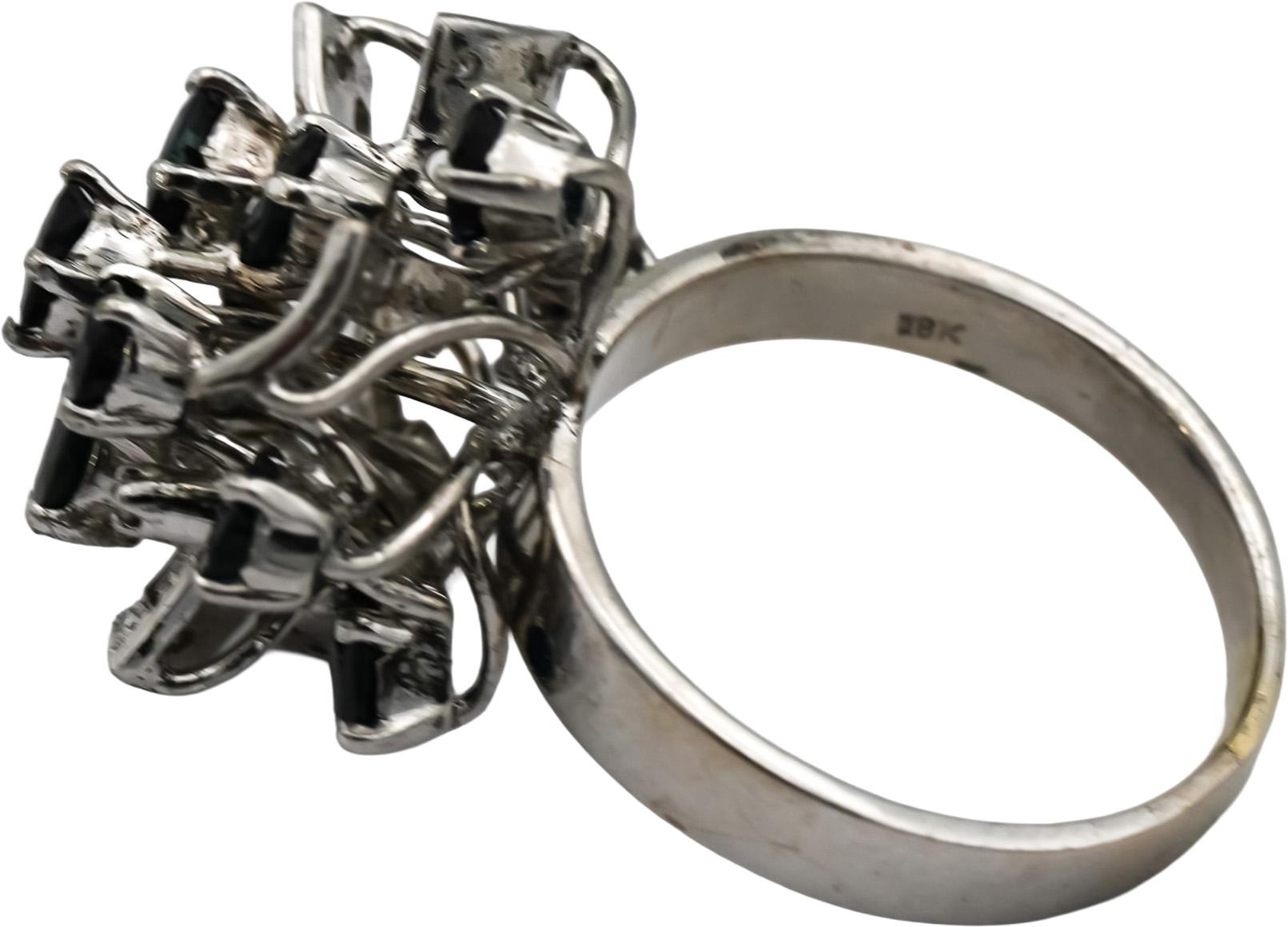 18k White Gold VS Diamond and Sapphire Cocktail Ring 2.60CT Size 9