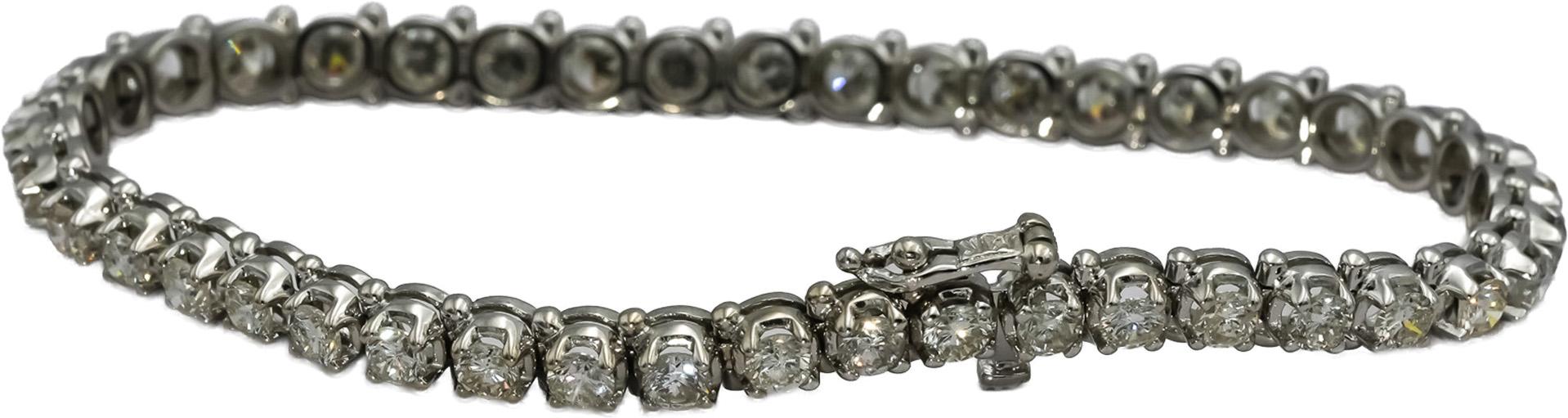14k White Gold Round Diamond Tennis Bracelet 5.0CT