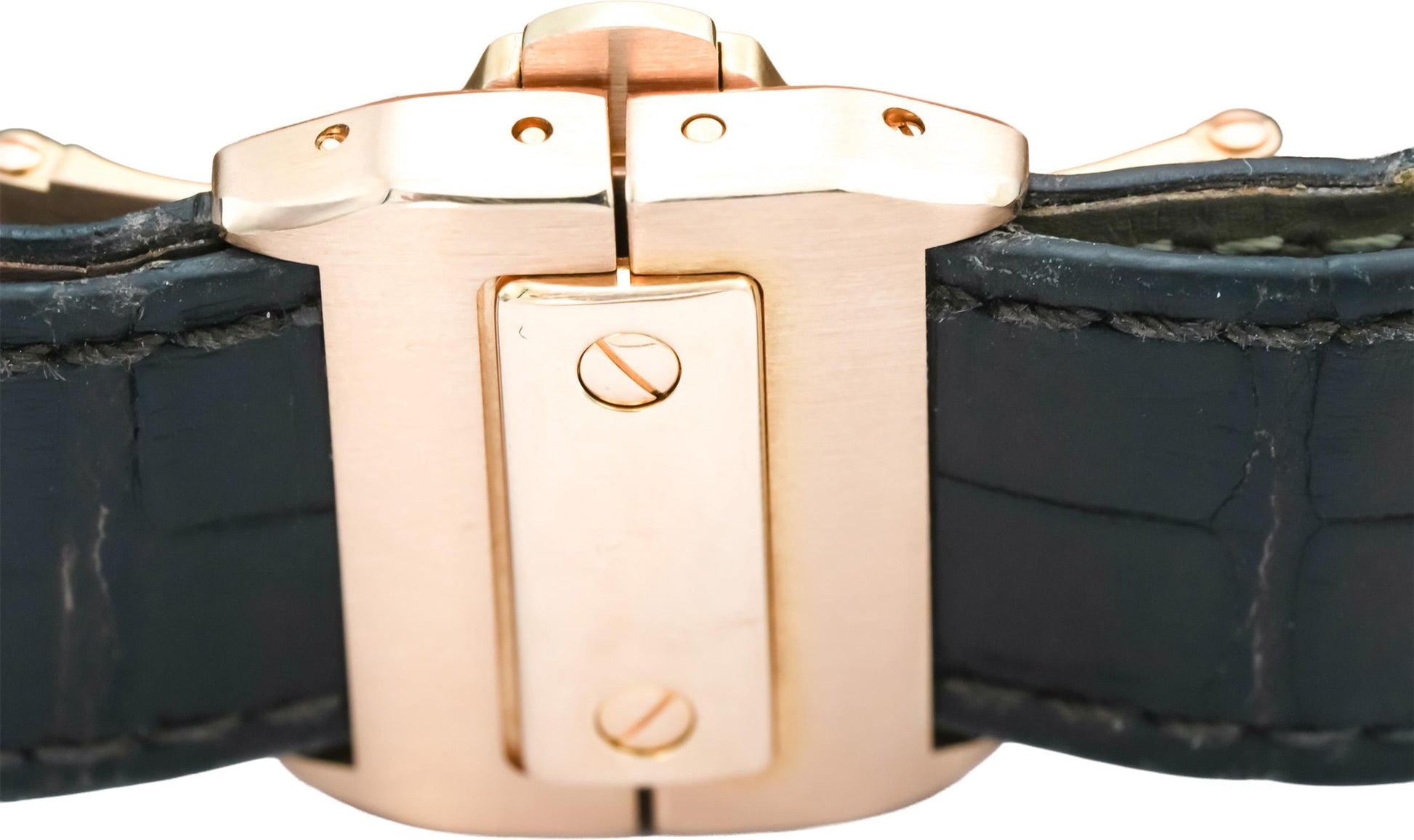 CARTIER 18k Rose Gold Black Dial Santos 100 XL Automatic Watch Ref 2792