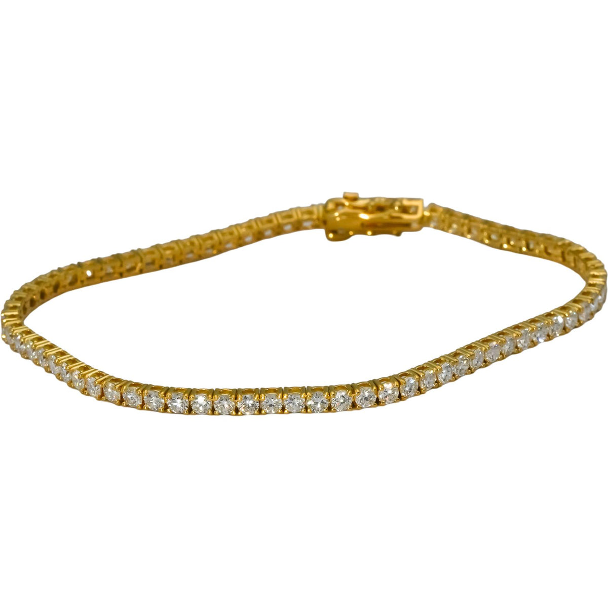 14k Yellow Gold VS1-VS2/D-F Lab-Grown Diamond Tennis Bracelet 3.48CT