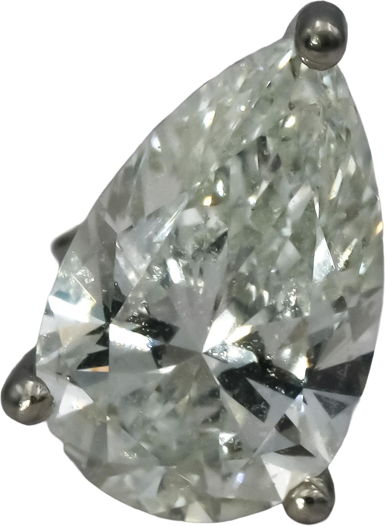 IGI 14k White Gold VS1/E Pear Cut Lab-Grown Diamond Stud Earrings 3.73CT