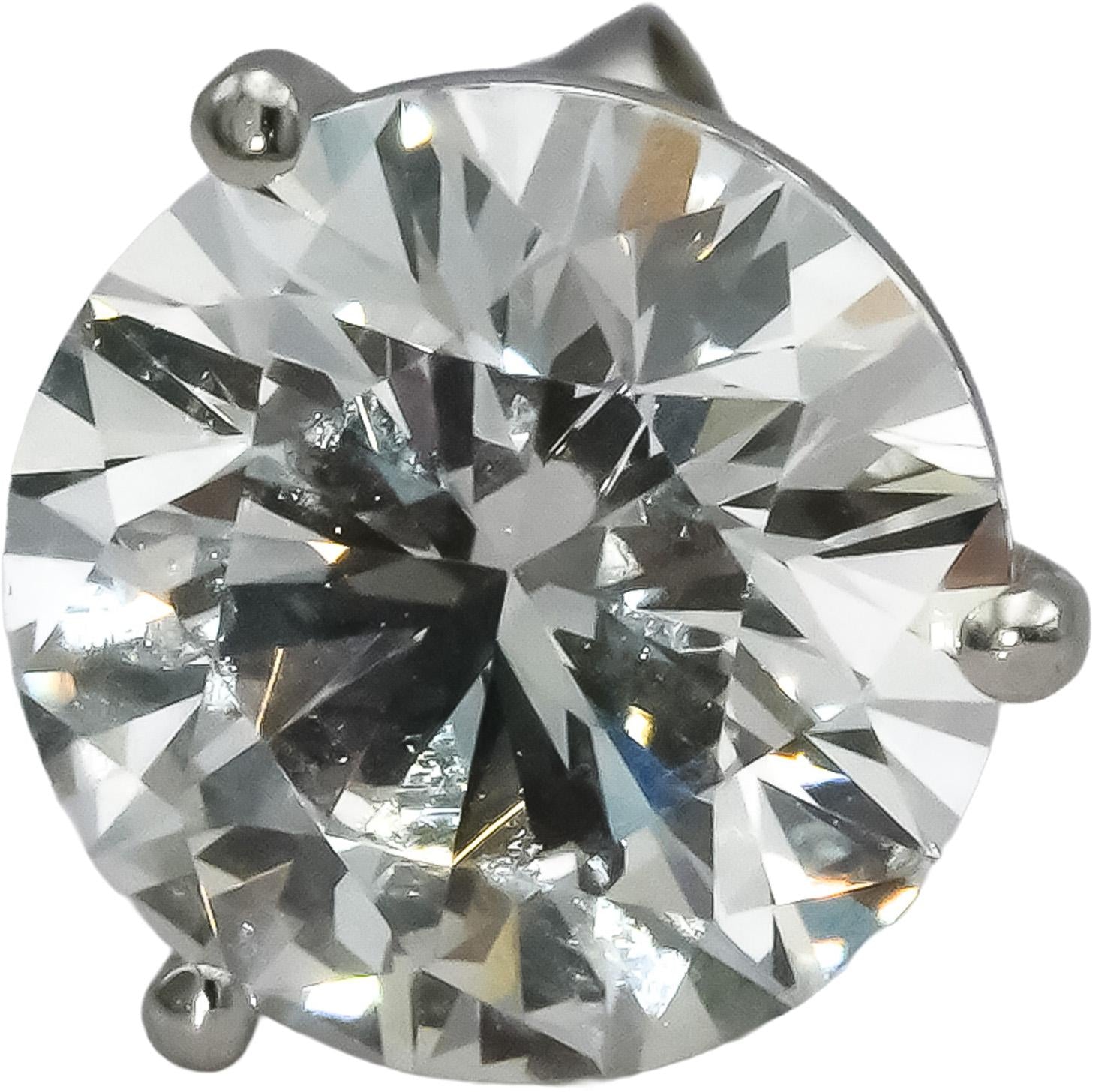 14k White Gold VS Round Lab-Grown Diamond Martini Setting Stud Earrings 5.08CT