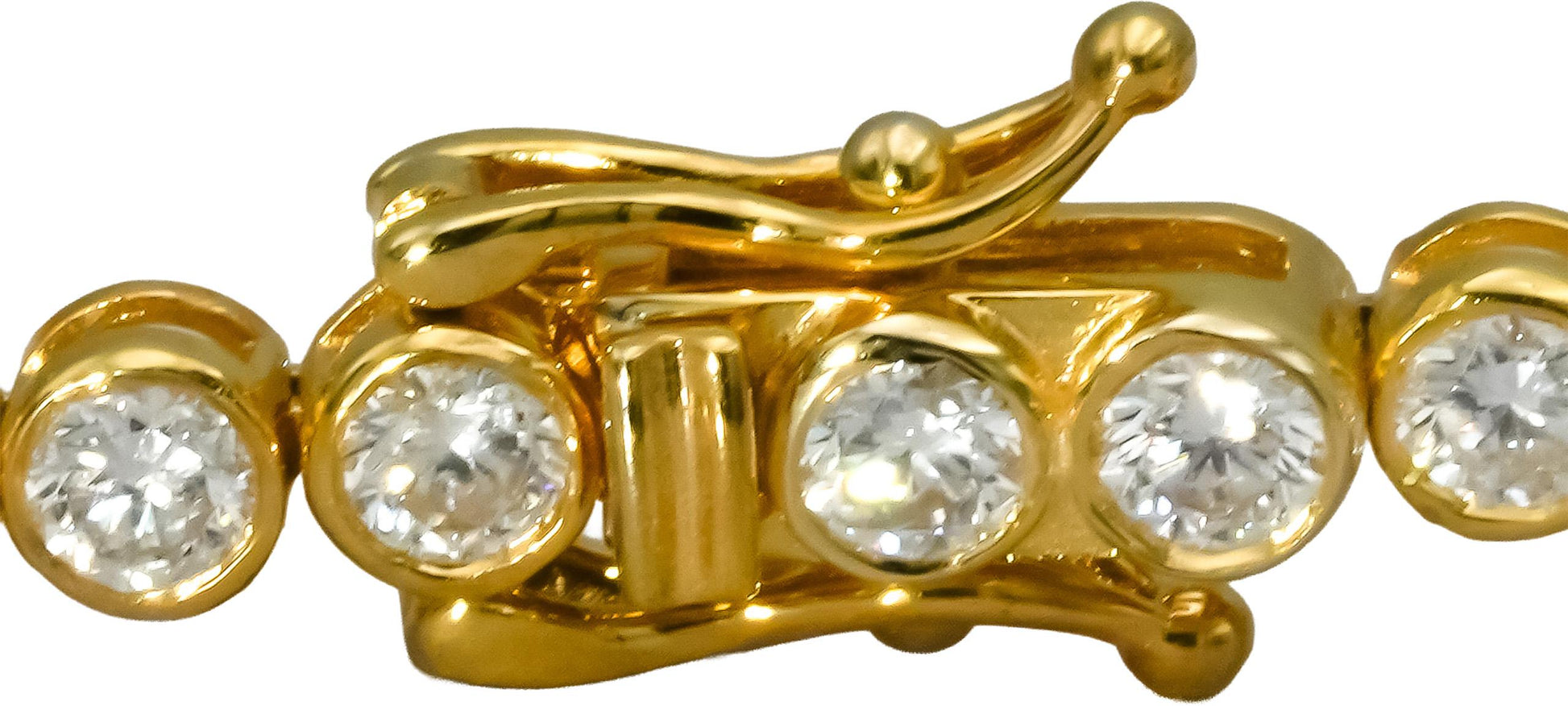 14k Yellow Gold VS Round Bezel Set Diamond Tennis Bracelet 4.35CT