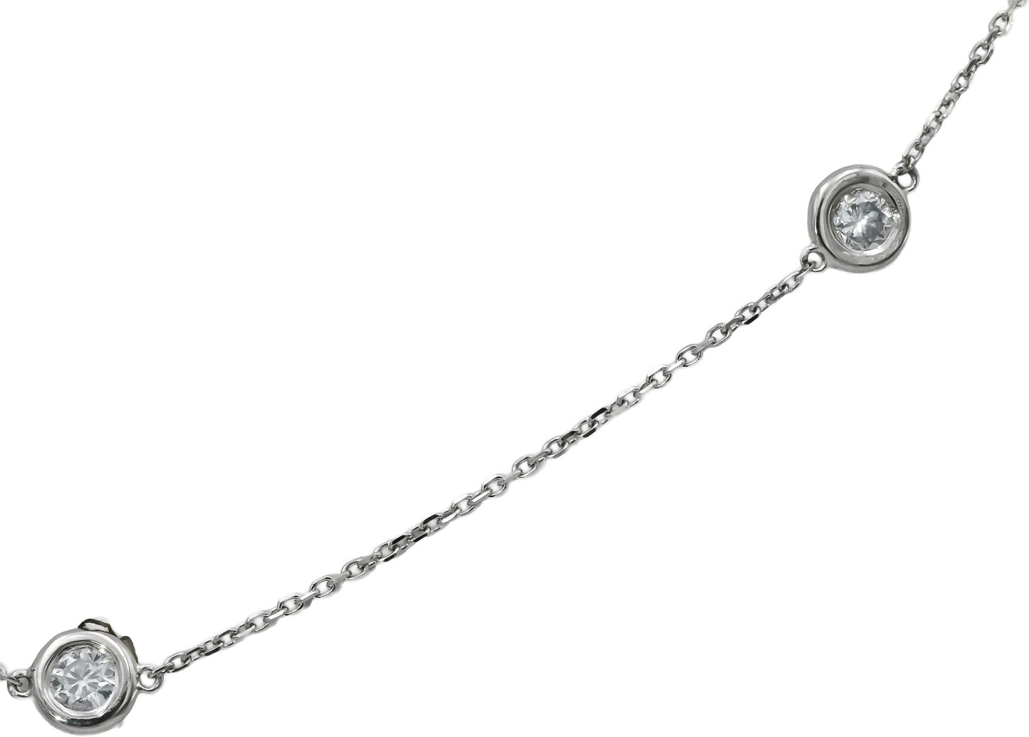 Platinum Round Diamond By the Yard Chain Necklace 1.14CT