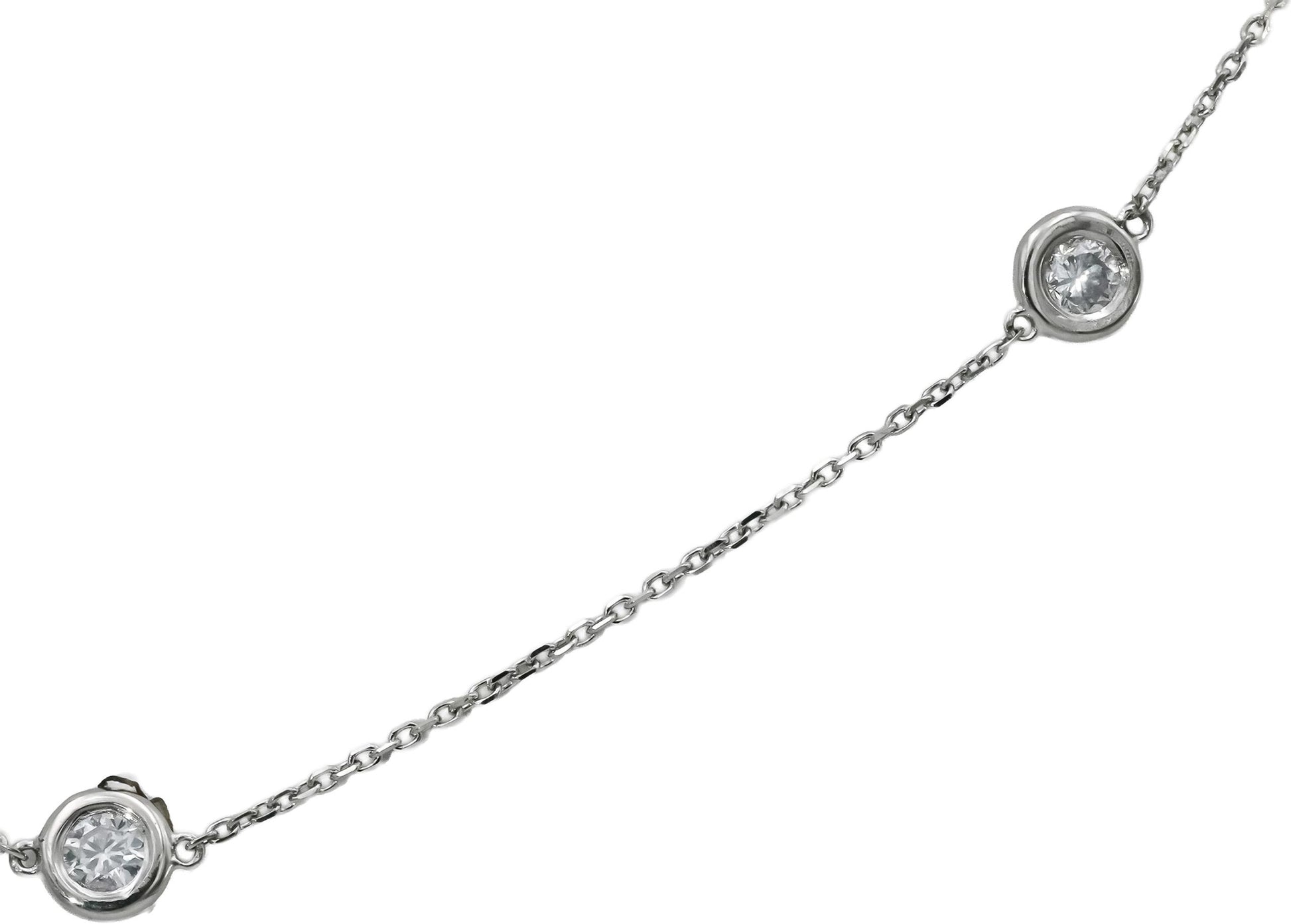 Platinum Round Diamond By the Yard Chain Necklace 1.14CT