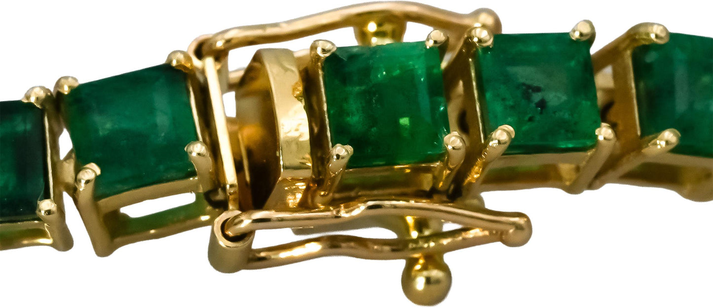 14k Yellow Gold Emerald Tennis Bracelet 7.50CT