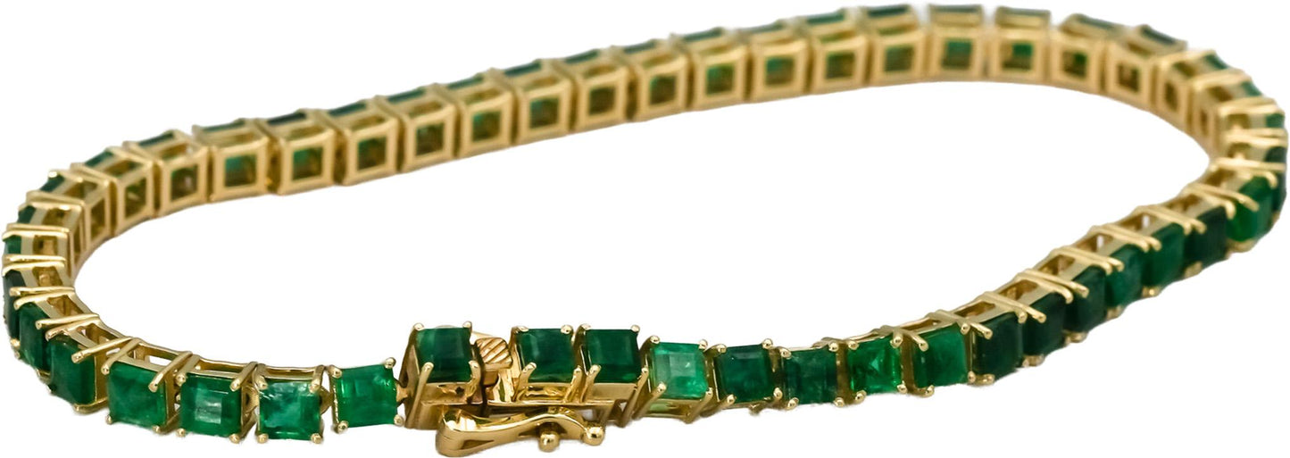 14k Yellow Gold Emerald Tennis Bracelet 7.50CT