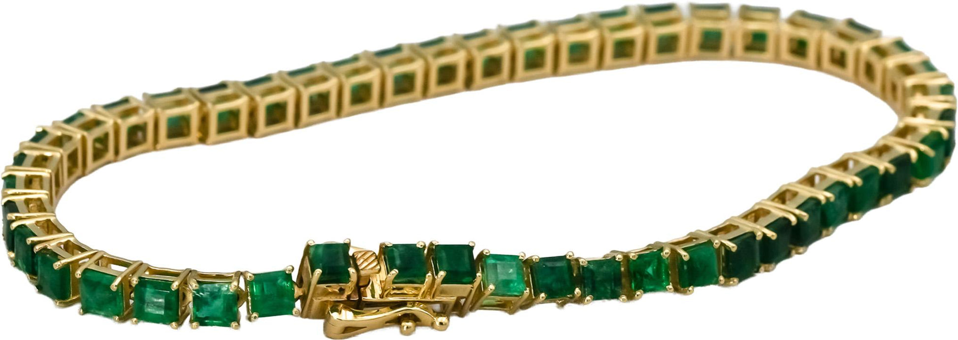 14k Yellow Gold Emerald Tennis Bracelet 7.50CT