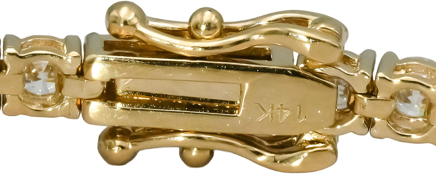 14k Yellow Gold Round Natural Diamond Tennis Bracelet 4.55CT