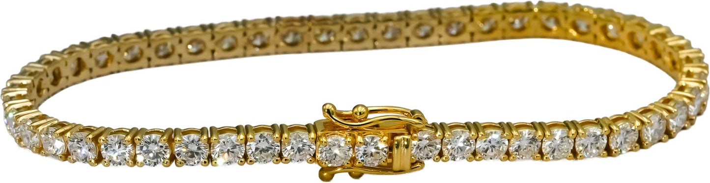 14k Yellow Gold VS Round Lab-Grown Diamond Tennis Bracelet 7.55CT