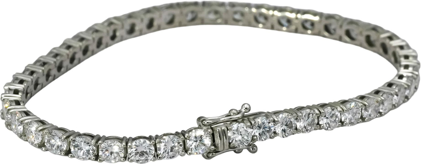 Platinum VS Round Cut Lab-Grown Diamond Tennis Bracelet 10.10CT