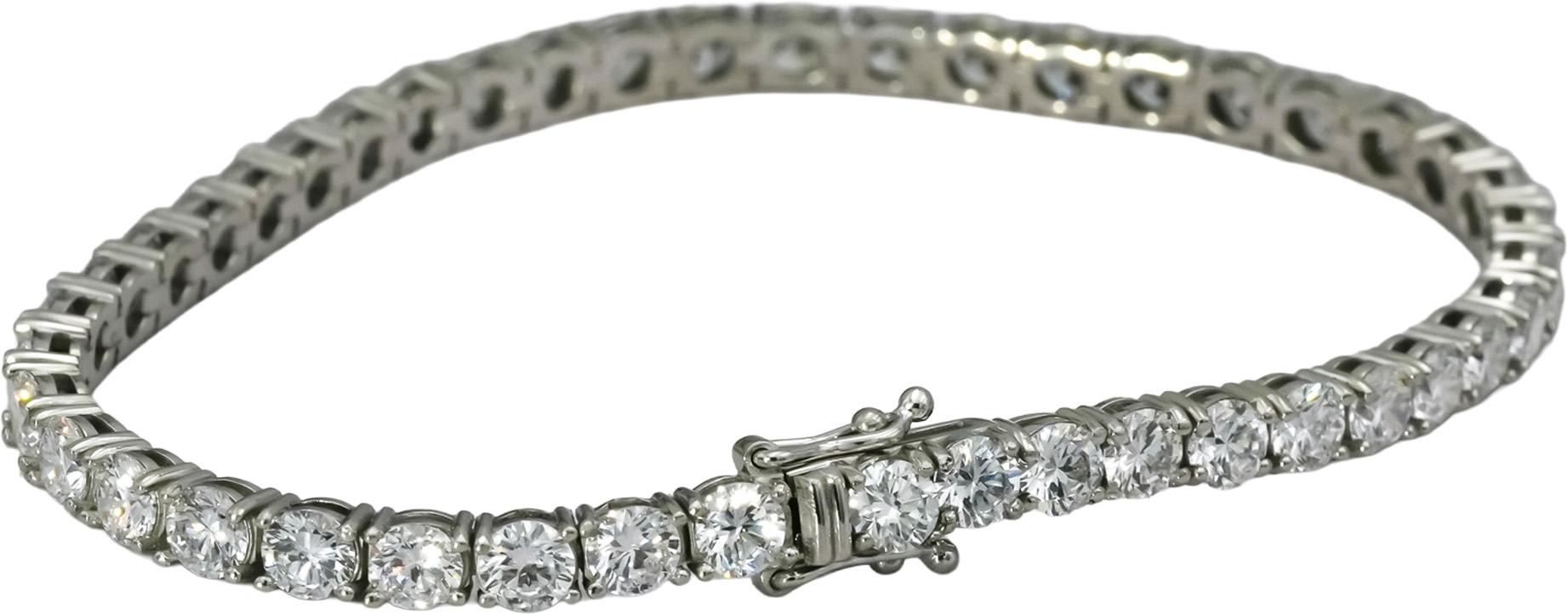 Platinum VS Round Cut Lab-Grown Diamond Tennis Bracelet 10.10CT