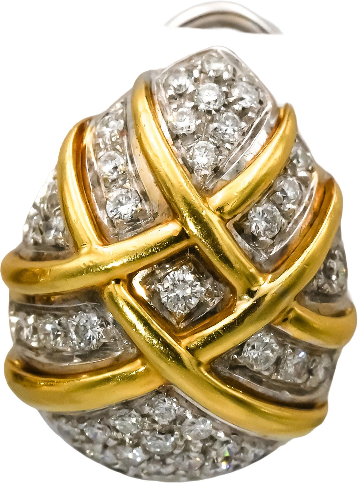 18k Yellow White Gold Round Diamond Dome Shaped Earrings 1.50CT