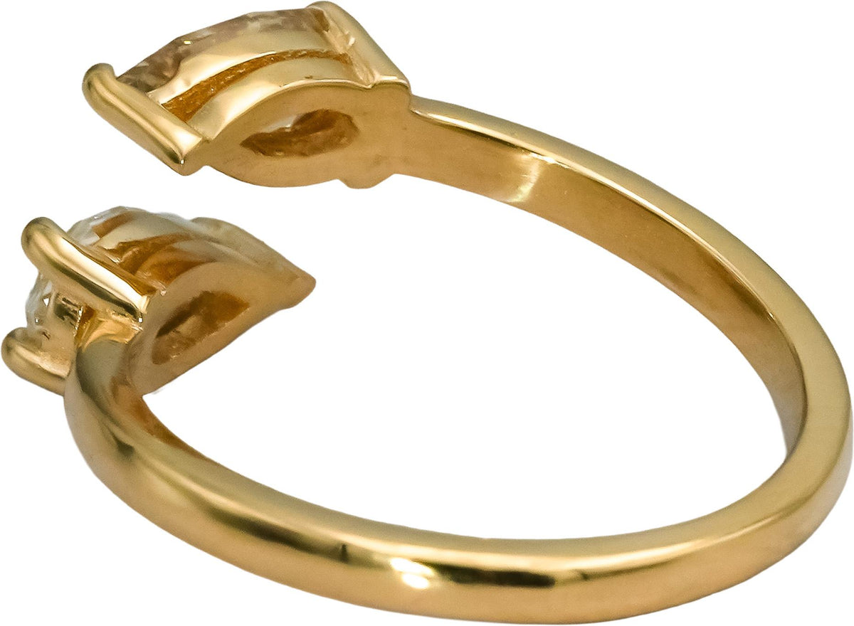 18k Yellow Gold VS Pear Step Cut Natural Diamond Bypass Ring 2.02CT Size 5.5