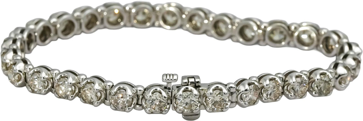 10k White Gold VS Round Natural Diamond Tennis Bracelet 10.0CT