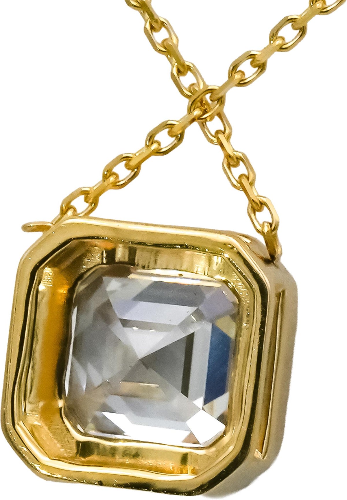IGI 14k Yellow Gold VVS2/G Asscher Cut Lab-Grown Diamond Pendant Necklace 3.91CT