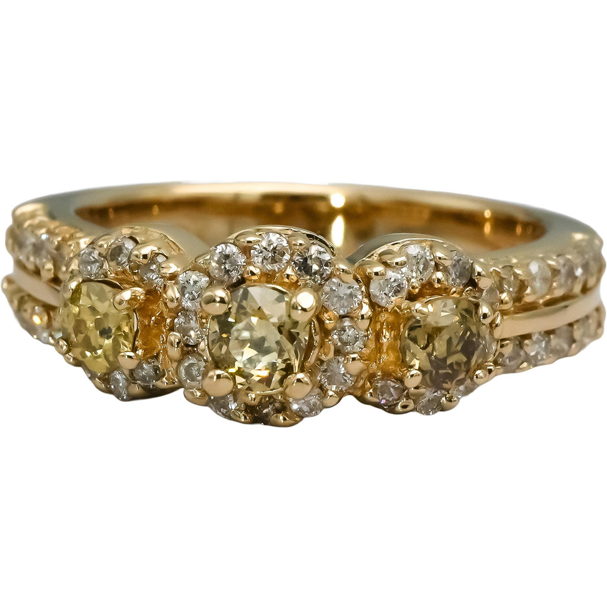 14k Yellow Gold Round Diamond Halo Ring 1.0CT Size 6.75
