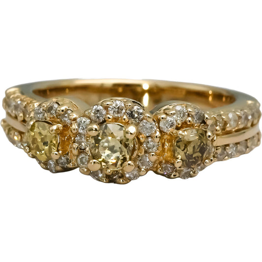 14k Yellow Gold Round Diamond Halo Ring 1.0CT Size 6.75