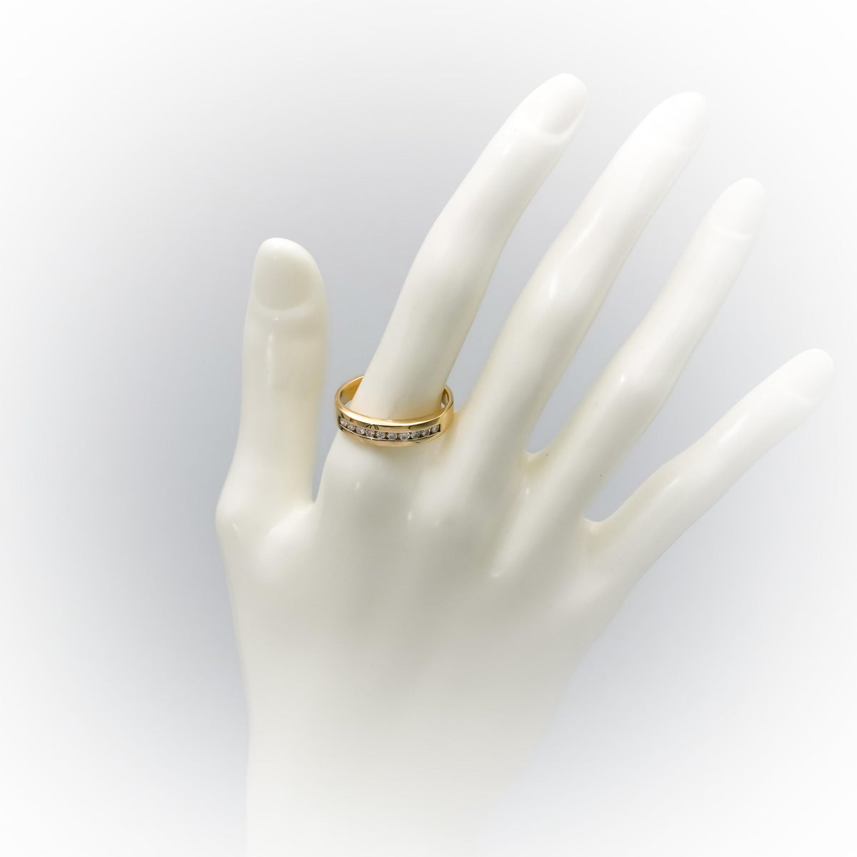 10k Yellow Gold Round Channel Set Diamond Men's Band Ring 0.25CT Size 9.75