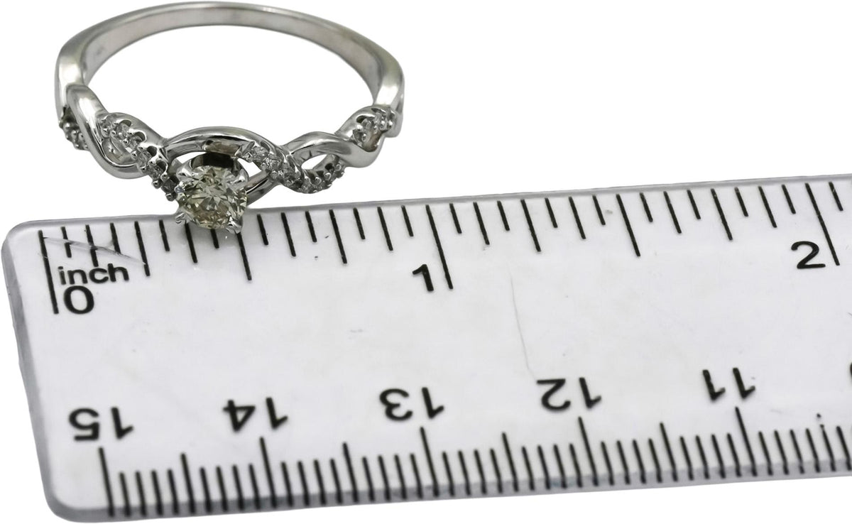 14k White Gold Round Diamond Engagement Ring 0.50CT w/ 0.40CT Center Size 9.25