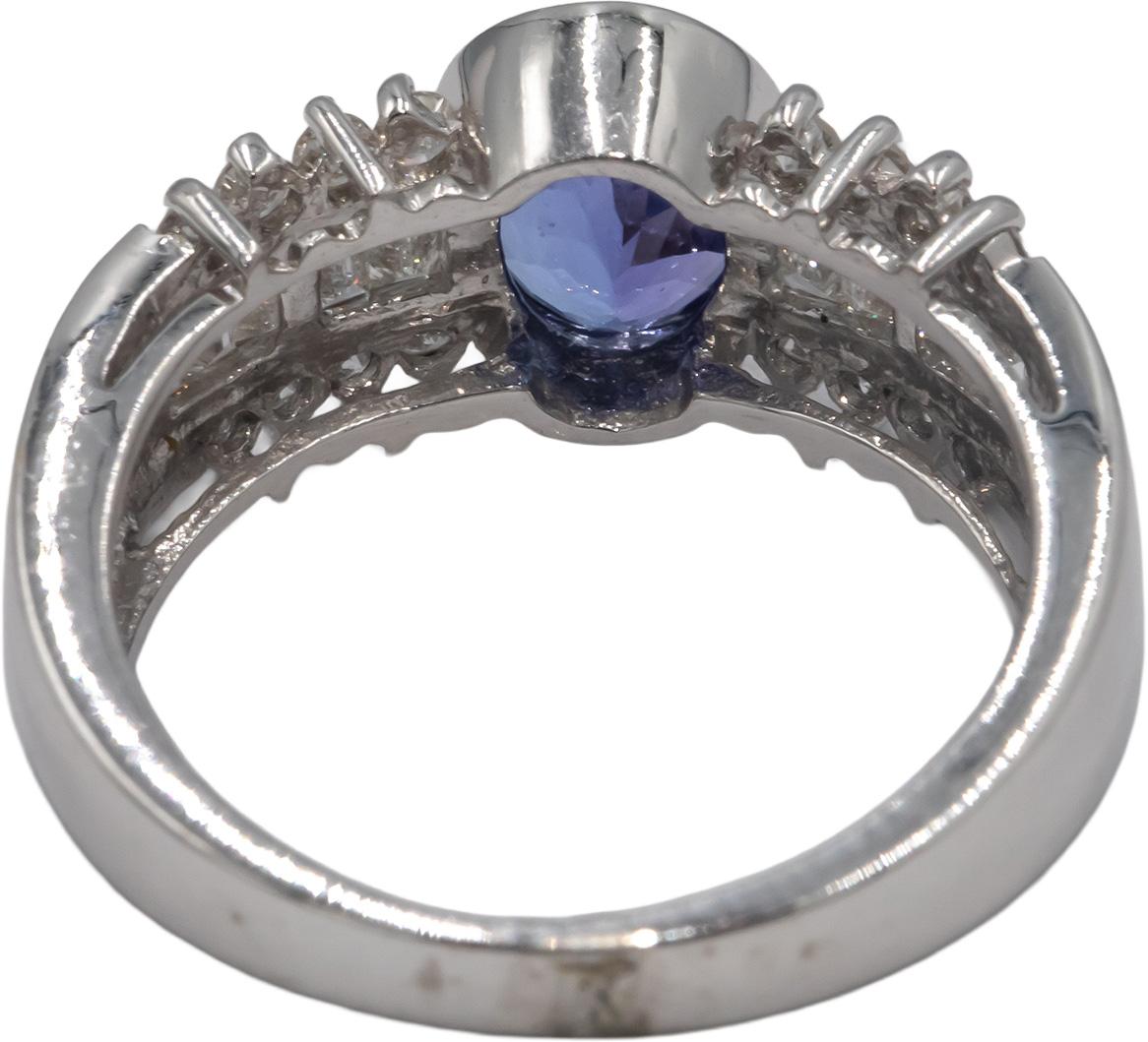 KALATI 18k White Gold 1.50CT Diamond and Tanzanite Ring Size 6.75