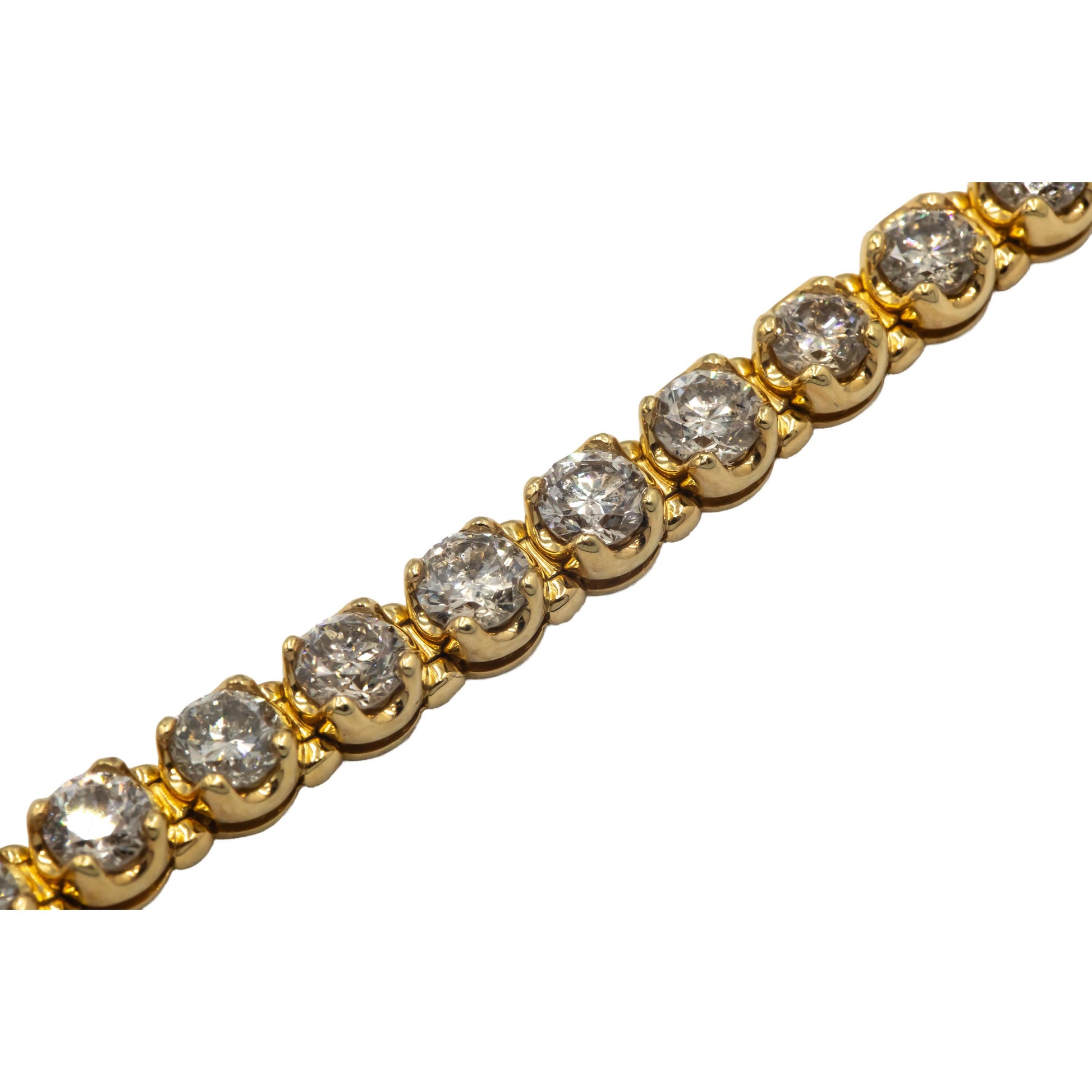 Diamond Round Cut 10k Yellow Gold Fancy Tennis Bracelet 10.0CT