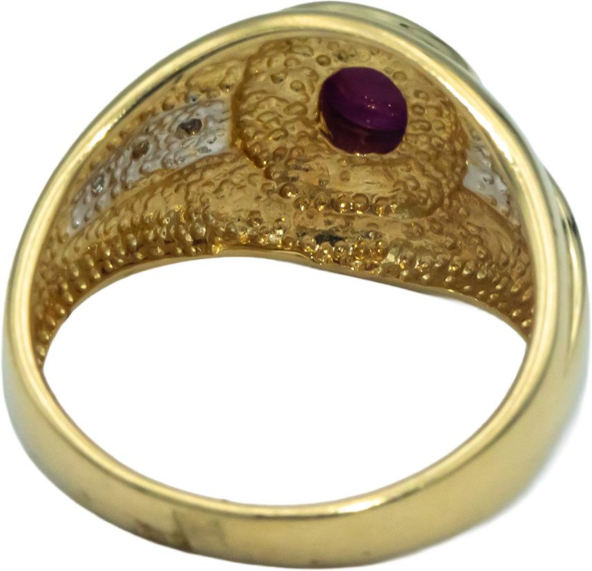 14k Yellow Gold 0.30CT Diamond and Cabochon Ruby Ring Size 6.75