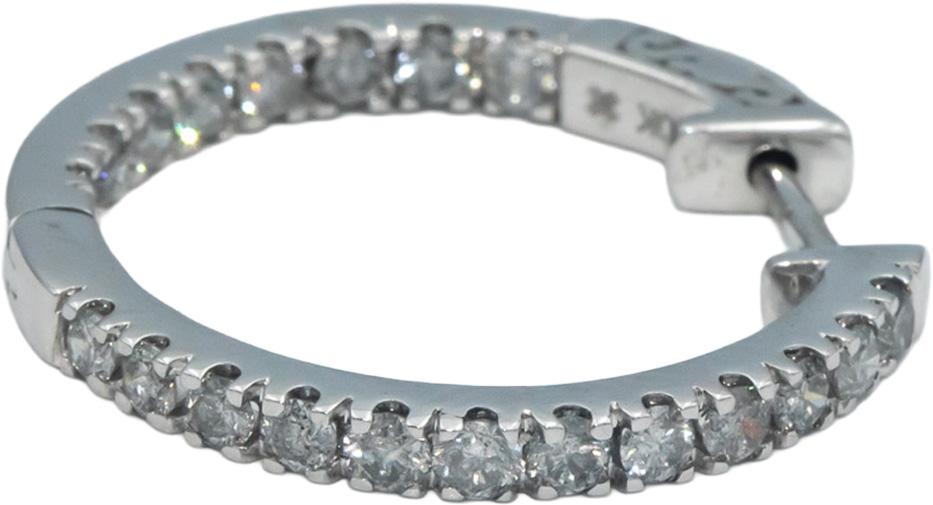 10k White Gold Diamond Inside Out Hoop Huggie Earrings 1.50CT