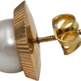 Vintage 18k Yellow Gold 8.2mm Diameter Pearl Stud Earrings